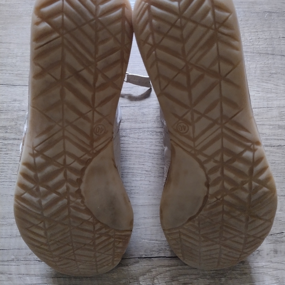 Miz Mooz Flaire Sandals Women's 9-9.5 EU40 Beige Linen Leather Floral.  - Picture 5 of 8